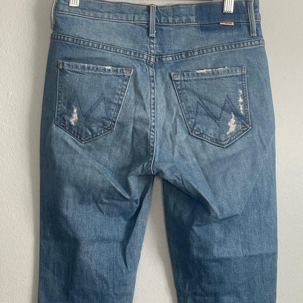 MOTHER The Insider Distressed Light Blue Straight-Leg Jeans Size 25 - Picture 9 of 15